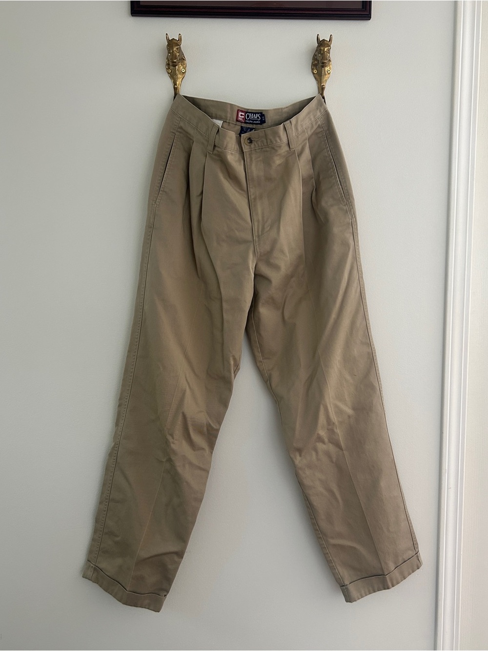 Vintage Chaps Ralph Lauren Men's Khaki Pleated Chinos